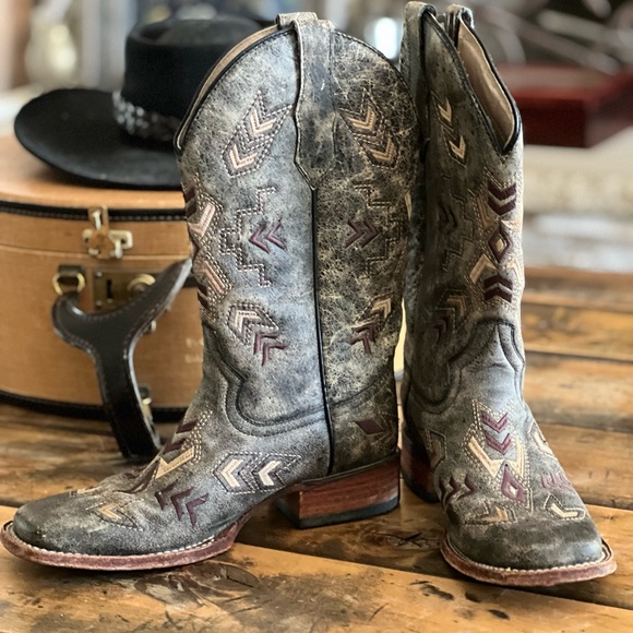 Circle G Corral Square toe cowboy/cowgirl boots Lt black/gray brown 8 - Picture 14 of 14